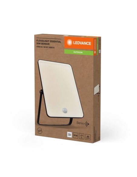 Projetor LED com Sensor 50W Preto Faixa ESSENTIAL 3000K/4000k/6500K IP65 Uso Externo | LeonLeds