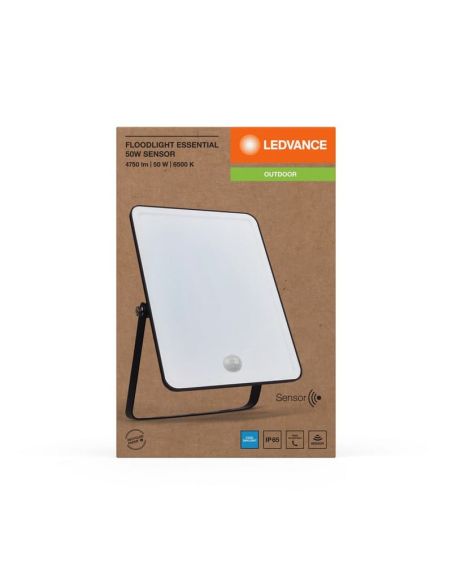 Proyector LED Con Sensor 50W Negro Gama ESSENTIAL 3000K/4000k/6500K IP65 Uso Exterior | LeonLeds