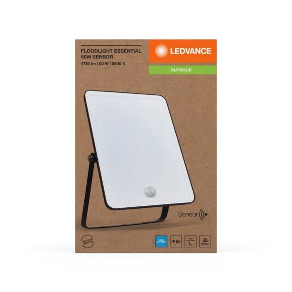 Proyector LED Con Sensor 50W Negro Gama ESSENTIAL 3000K/4000k/6500K IP65 Uso Exterior | LeonLeds