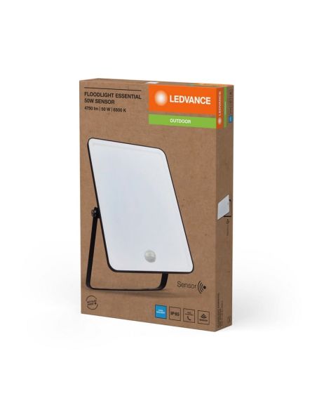 Projetor LED com Sensor 50W Preto Faixa ESSENTIAL 3000K/4000k/6500K IP65 Uso Externo | LeonLeds