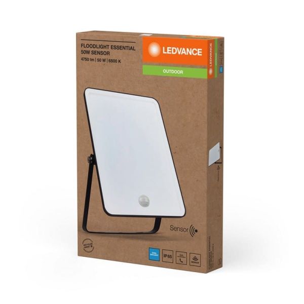 Proyector LED Con Sensor 50W Negro Gama ESSENTIAL 3000K/4000k/6500K IP65 Uso Exterior | LeonLeds