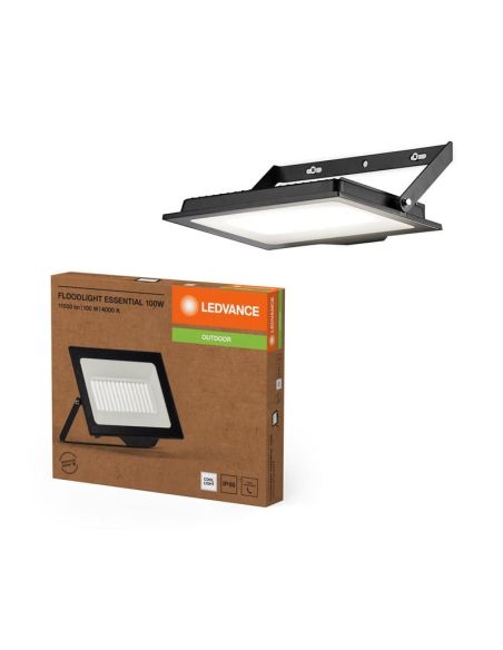 Proyector LED Exterior 100W Negro Muy Potente 10.000lm Gama ESSENTIAL 4000K IP65 | LeonLeds