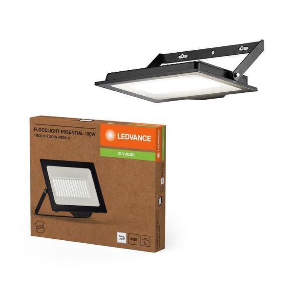 Proyector LED Exterior 100W Negro Muy Potente 10.000lm Gama ESSENTIAL 4000K IP65 | LeonLeds