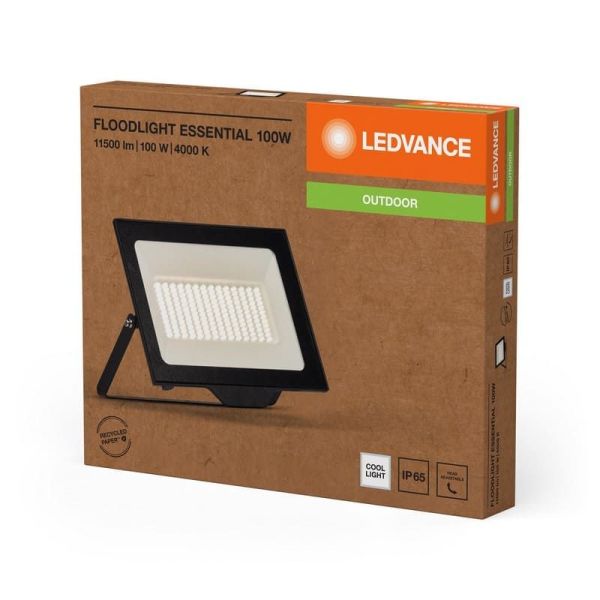 Proyector LED Exterior 100W Negro Muy Potente 10.000lm Gama ESSENTIAL 4000K IP65 | LeonLeds