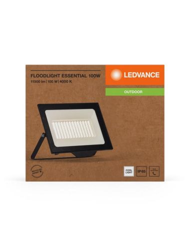 Proyector LED Exterior 100W Negro Muy Potente 10.000lm Gama ESSENTIAL 4000K IP65 | LeonLeds