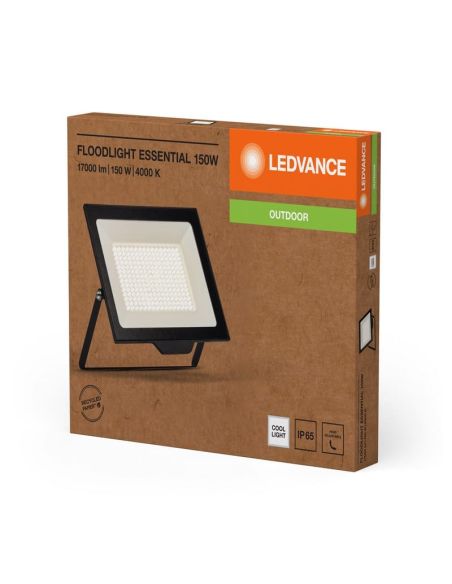 Projetor LED 150W Muito Potente 15.000lm Preto Gama ESSENCIAL 4000K IP65 para Exterior | LeonLeds