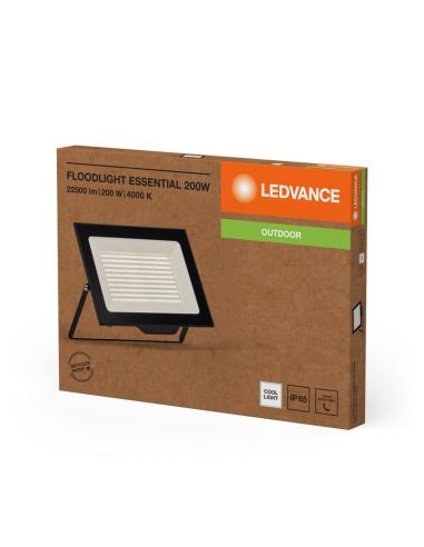 Projetor LED 200W Muito Potente 20.000lm Preto Faixa ESSENCIAL 200W 4000K IP65 Uso Externo | LeonLeds