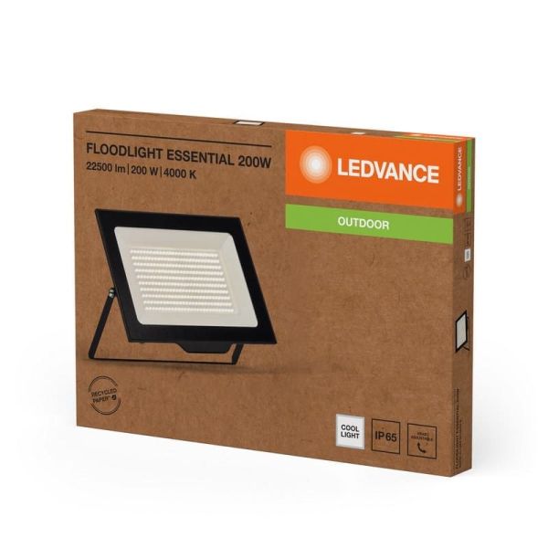 Proyector LED 200W Muy Potente 20.000lm Negro Gama ESSENTIAL 200W 4000K IP65 Uso Exterior | LeonLeds