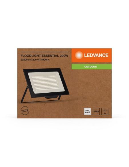 Projecteur LED 200W Très Puissant 20 000lm Noir Gamme ESSENTIELLE 200W 4000K IP65 Usage Extérieur | LéonLeds