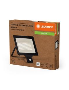 Projetor LED com Sensor 100W 10.000lm Preto Gama ESSENTIAL 4000K IP44 para Exterior | LeonLeds 2