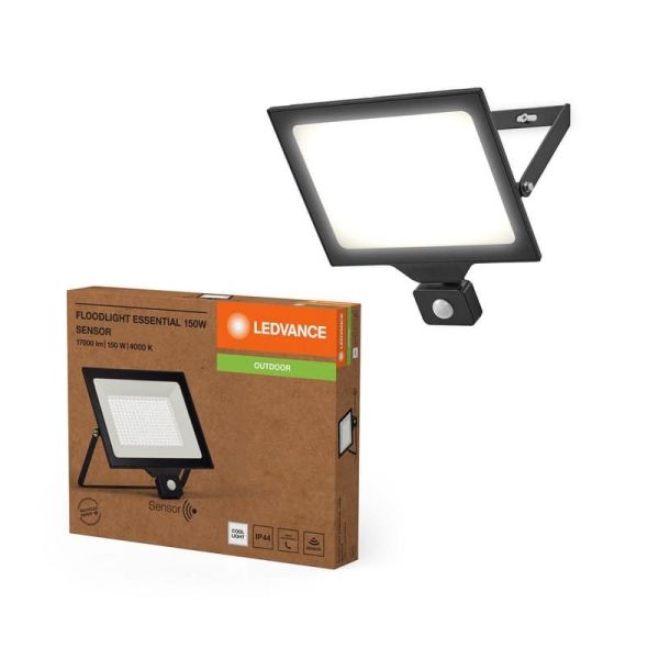 Proyector LED 150W Muy Potente 15.000lm Con Sensor Negro Gama ESSENTIAL 4000K IP44 | LeonLeds
