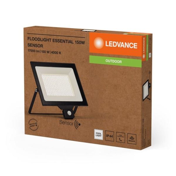 
Proyector LED 150W Muy Potente 15.000lm Con Sensor Negro Gama ESSENTIAL 4000K IP44 | LeonLeds
