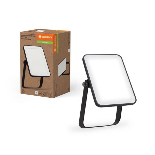 Projetor LED 10W Preto Gama ESSENTIAL 4000K Com Ficha IP65 900lm | LeonLeds