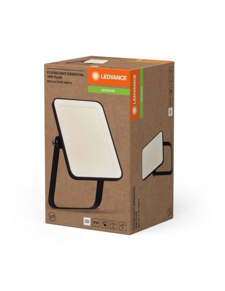 Proyector LED 10W Negro Gama ESSENTIAL 4000K Con Enchufe IP65 900lm | LeonLeds