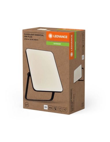 Projetor LED 30W Com Plug Preto Faixa ESSENCIAL 4000K IP65 2700lm | LeonLeds