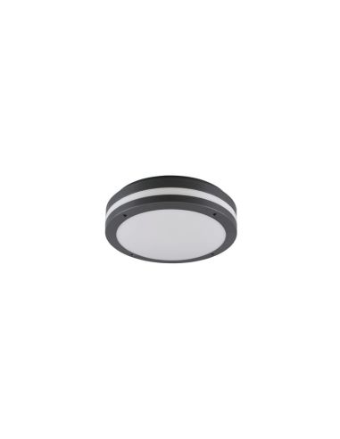 Plafón de Techo Exterior Redondo LED KENDAL Negro Ø30cm | LeonLeds