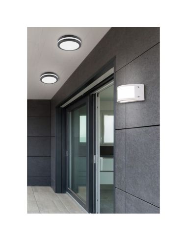 Plafón de Techo Exterior Redondo LED KENDAL Negro Ø30cm | LeonLeds