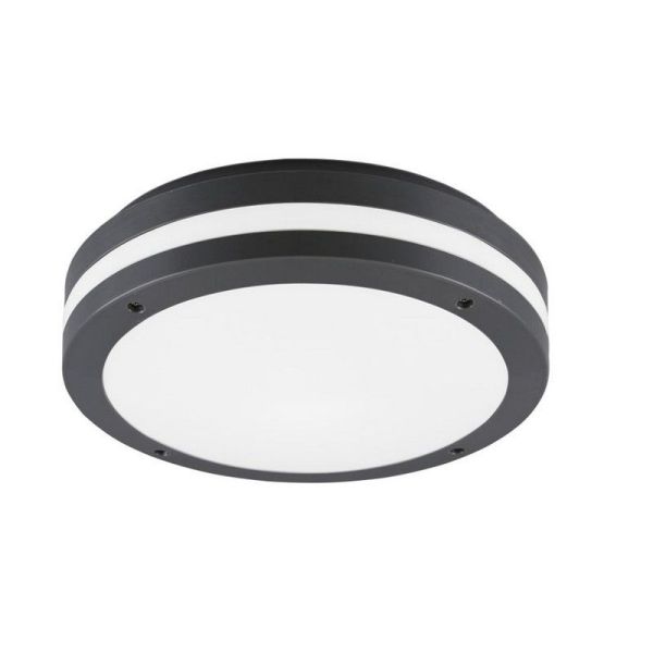 Plafonnier d'extérieur LED rond KENDAL Noir Ø30cm | LéonLeds