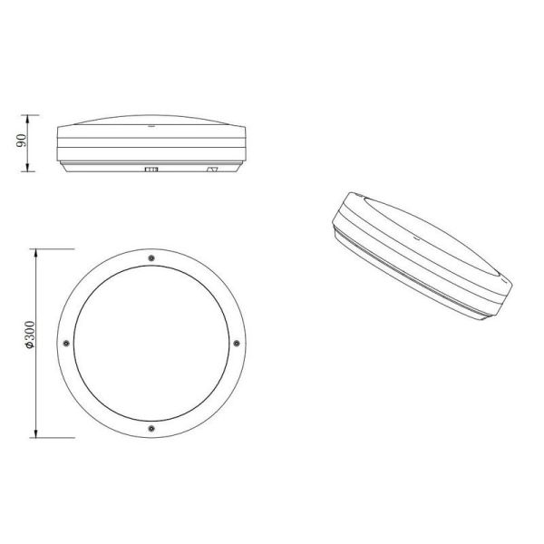Plafón de Techo Exterior Redondo LED KENDAL Negro Ø30cm | LeonLeds