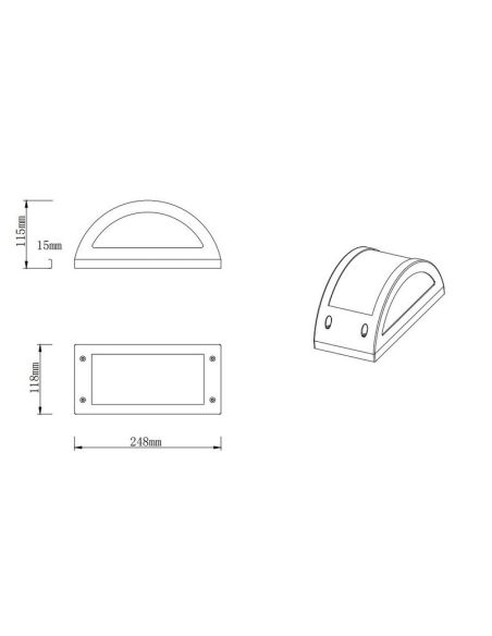 Aplique exterior LED KENDAL ↔25cm 1400lm 3000K IP54 Negro | LeonLeds