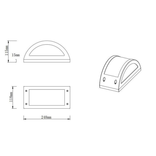 Applique d'extérieur LED KENDAL ↔25cm 1400lm 3000K IP54 Noir | LéonLeds