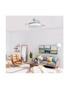 Ventilador de Techo LED aspas retráctiles ANETO Blanco 72W 7920Lm CCT 2