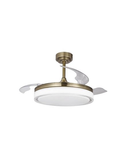 Ventilador de teto LED lâminas retráteis ANETO Couro 72W 7920Lm CCT