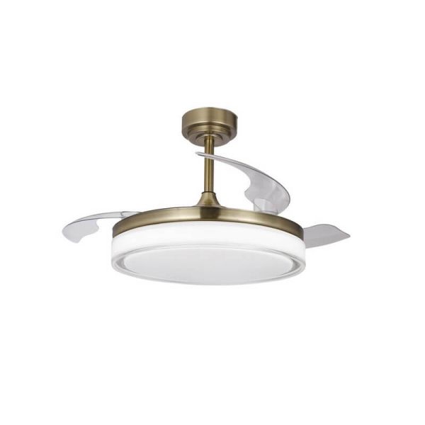 Ventilador de Techo LED aspas retráctiles ANETO Cuero 72W 7920Lm CCT