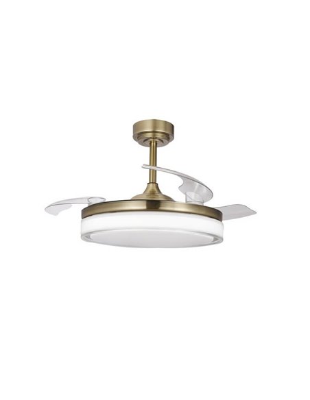 Ventilador de Techo LED aspas retráctiles ANETO Cuero 72W 7920Lm CCT