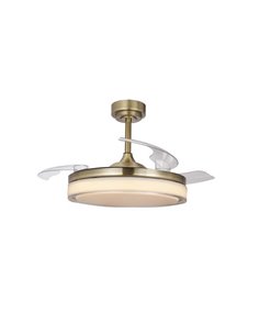 Ventilateur de Plafond LED Pales Rétractables ANETO Cuir 72W 7920Lm CCT
