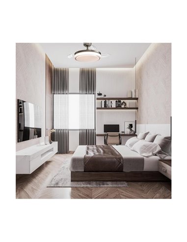 Ventilador de teto LED lâminas retráteis ANETO Couro 72W 7920Lm CCT