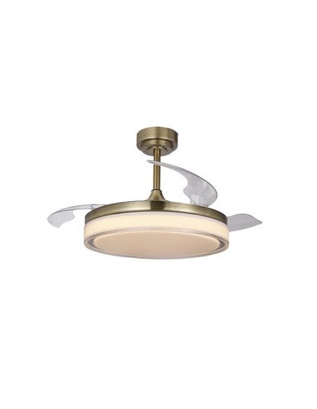 Ventilateur de Plafond LED Pales Rétractables ANETO Cuir 72W 7920Lm CCT