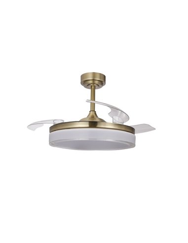 Ventilador de teto LED lâminas retráteis ANETO Couro 72W 7920Lm CCT