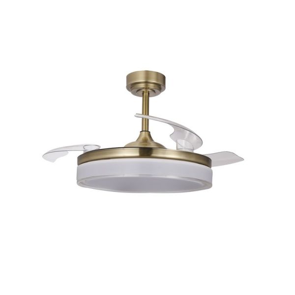 Ventilador de Techo LED aspas retráctiles ANETO Cuero 72W 7920Lm CCT