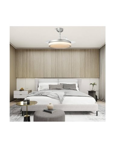 Ventilador LED aspas retráctiles ANETO Gris 72W 7920Lm CCT