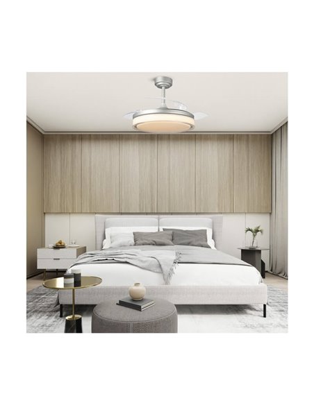 Ventilador LED com pás retráteis ANETO Cinza 72W 7920Lm CCT