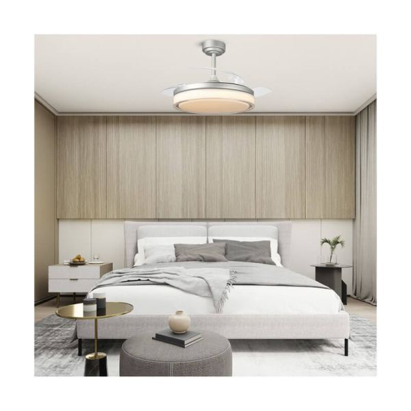 Ventilador LED com pás retráteis ANETO Cinza 72W 7920Lm CCT