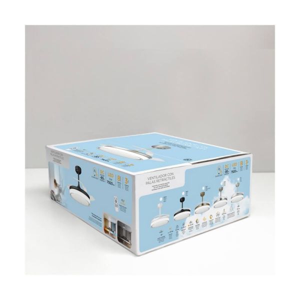 Ventilador LED aspas retráctiles ANETO Gris 72W 7920Lm CCT