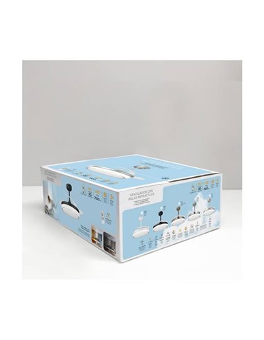 Ventilador LED aspas retráctiles ANETO Negro 72W 7920Lm CCT