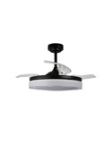 Ventilateur LED à pales rétractables ANETO Noir 72W 7920Lm CCT