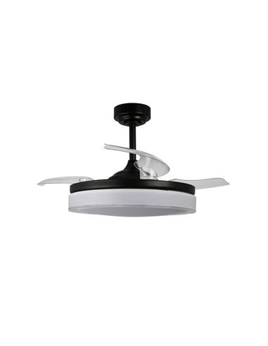 Ventilador LED com pás retráteis ANETO Preto 72W 7920Lm CCT