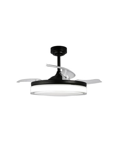 Ventilateur LED à pales rétractables ANETO Noir 72W 7920Lm CCT