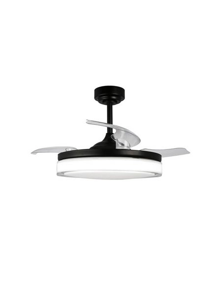 Ventilador LED com pás retráteis ANETO Preto 72W 7920Lm CCT