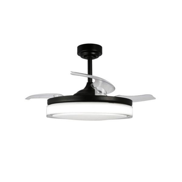 Ventilador LED aspas retráctiles ANETO Negro 72W 7920Lm CCT