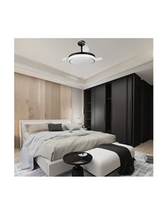 Ventilador LED aspas retráctiles ANETO Negro 72W 7920Lm CCT 2