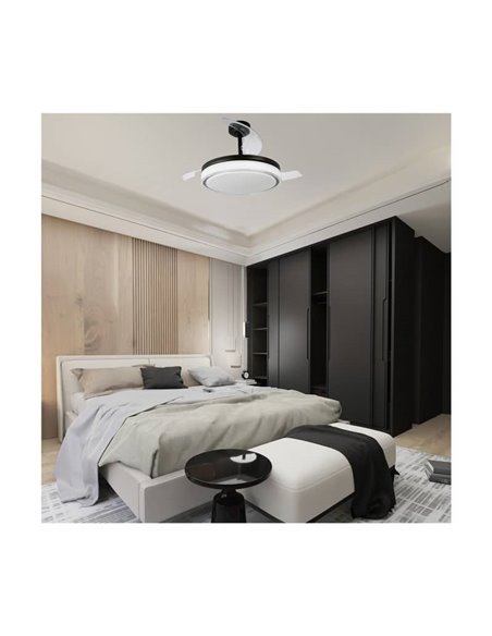 Ventilador LED com pás retráteis ANETO Preto 72W 7920Lm CCT
