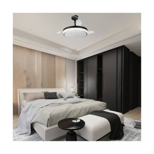 Ventilador LED com pás retráteis ANETO Preto 72W 7920Lm CCT