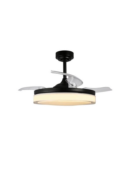 Ventilateur LED à pales rétractables ANETO Noir 72W 7920Lm CCT