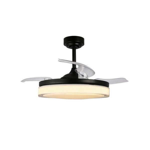 Ventilador LED com pás retráteis ANETO Preto 72W 7920Lm CCT