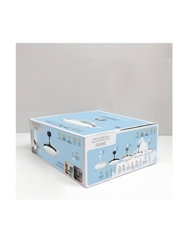 Ventilador LED com pás retráteis ANETO Níquel 72W 7920Lm CCT